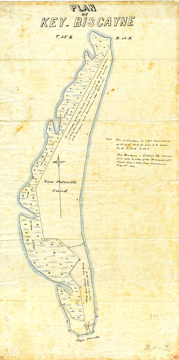 Plan of Key Biscayne from 1850